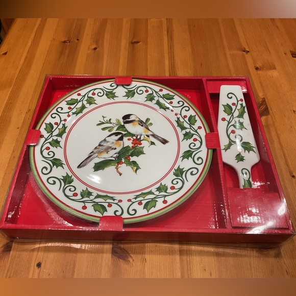 Vintage Dining Vintage Christmas Chickadee Cake Plate Server New